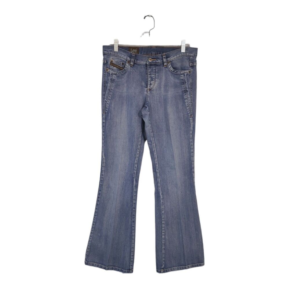 Vintage USA LEE women's/juniors jeans Button Fly Flare Medium Wash Denim Sz 11